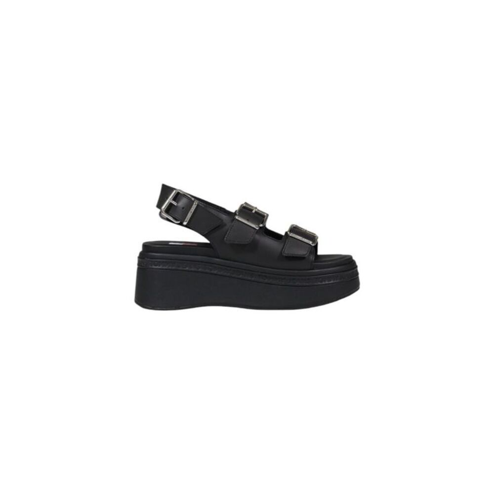 Tommy Hilfiger Jeans Black Leather Platform Women's Sandals